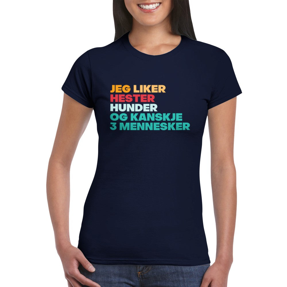 Jeg Liker Hester Hunder | T-shirt til kvinner